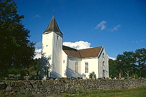 Die Holum kirke von 1825 in Holum/Holmegård